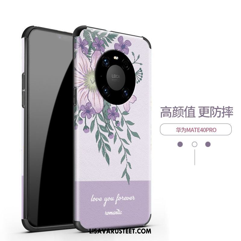 Huawei Mate 40 Pro Kuoret Suojaus Violetti Vuosikerta Pesty Suede Ohut Halpa
