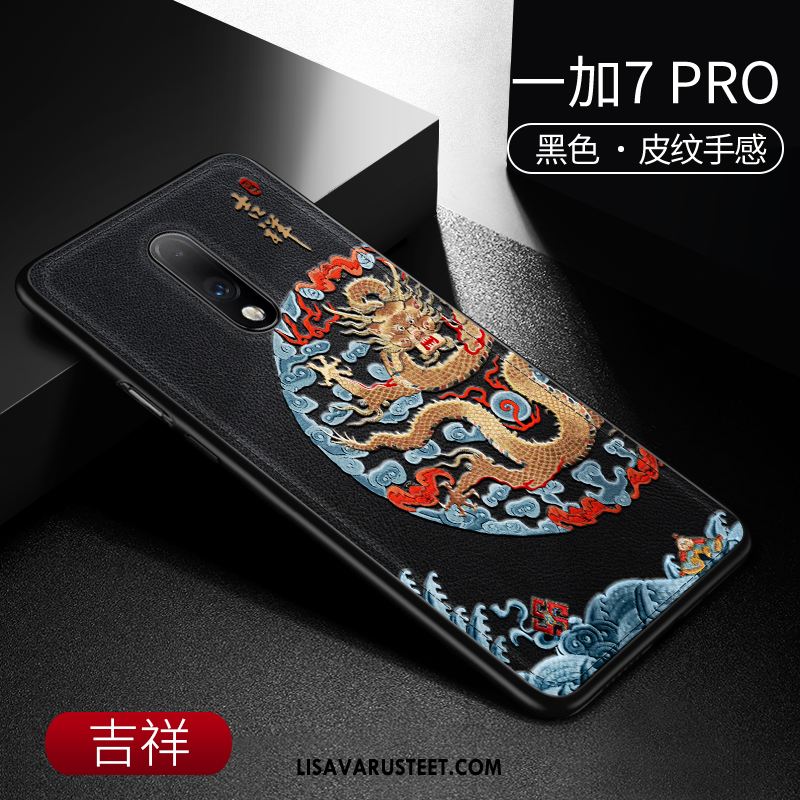 Oneplus 7 Pro Kuoret Nahka Sininen Kiinalainen Tyyli Suojaus Kotelo Kuori Verkossa