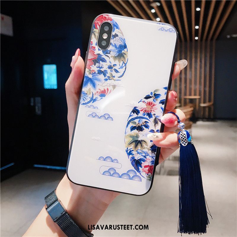 iPhone Xs Max Kuoret Kiinalainen Tyyli Kuori Sininen 说 Kukka Tarjous