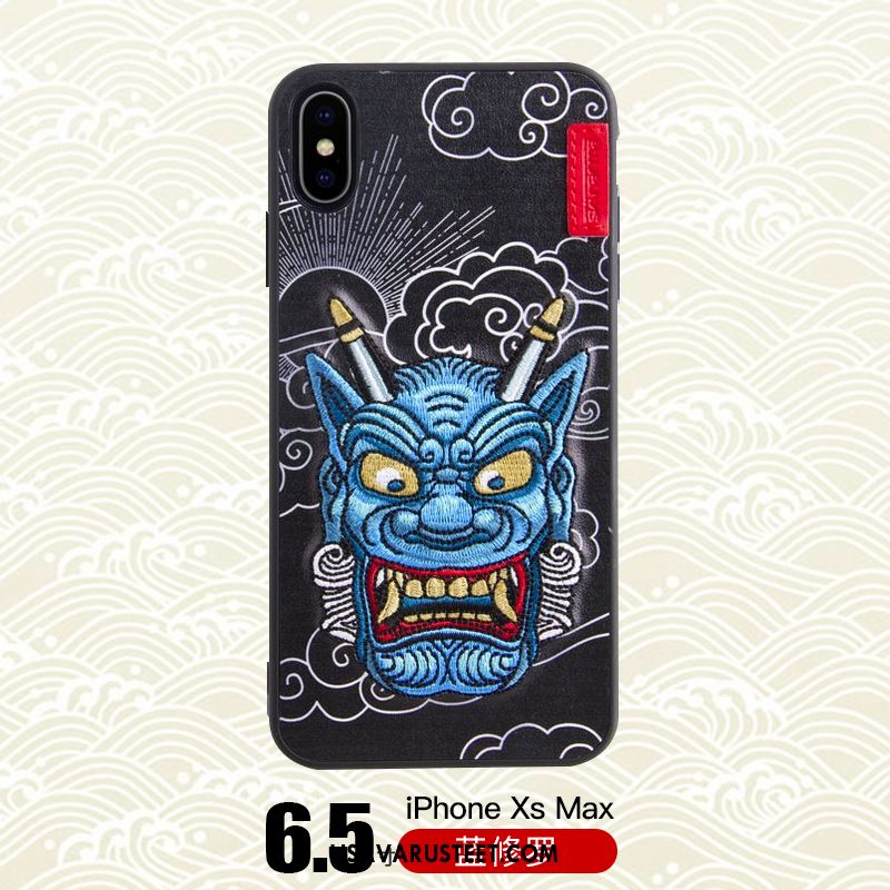 iPhone Xs Max Kuoret Sininen Kirjonta Kotelo Lohikäärme Tide-brändi Kuori Halpa