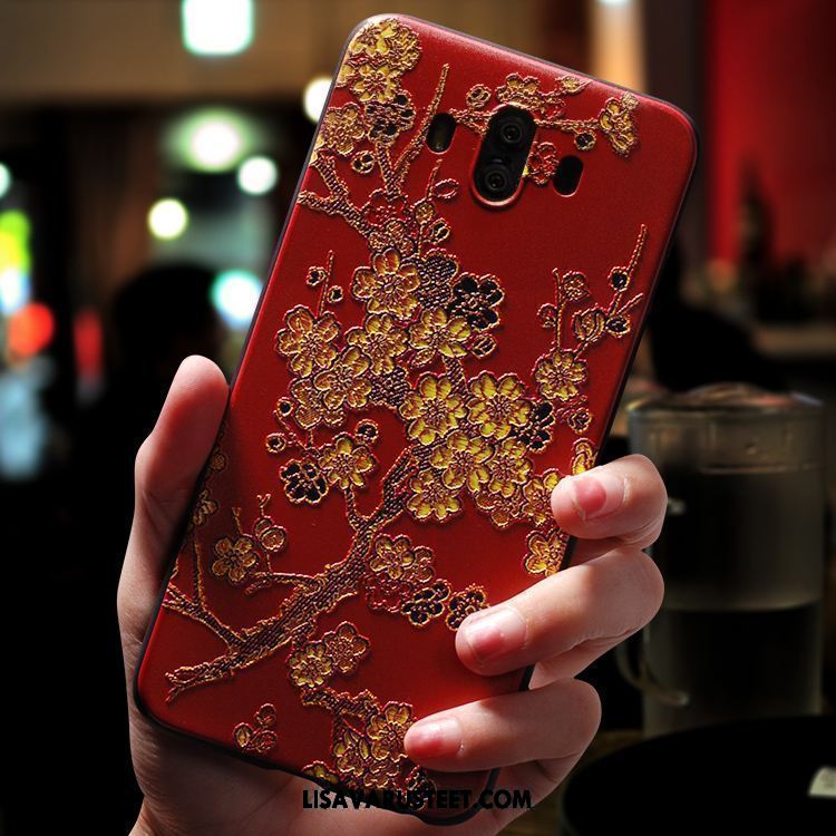 Huawei Mate 10 Kuoret Kuori Puhelimen Kohokuviointi Punainen Pehmeä Neste Osta