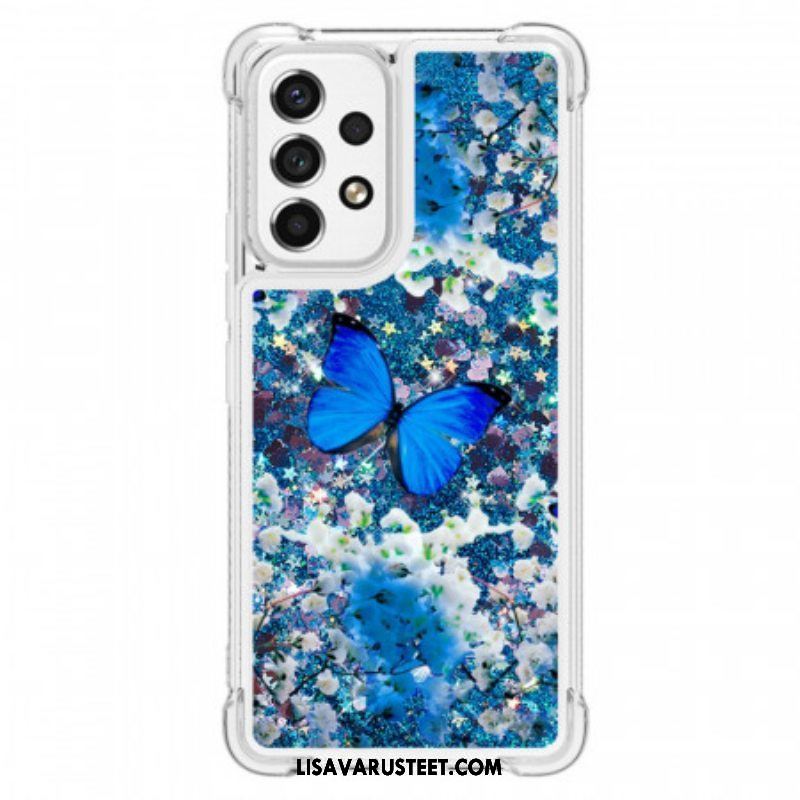 Kuori Samsung Galaxy A53 5G Glitter Blue Perhoset