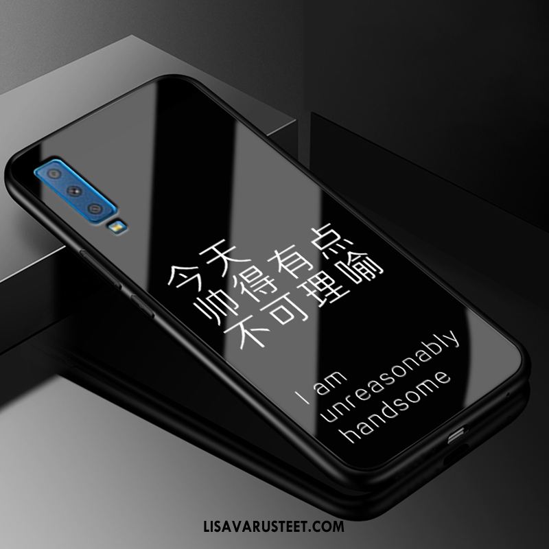 Samsung Galaxy A7 2018 Kuoret Lasi Kotelo Silikoni Kova Yksinkertainen Kuori Halpa
