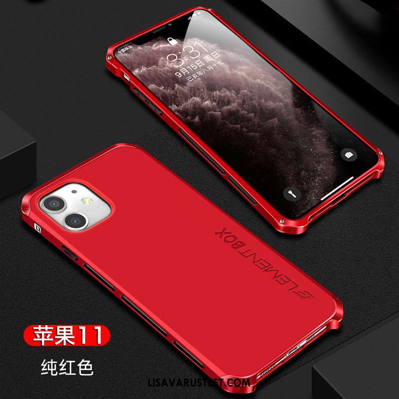 iPhone 11 Kuoret Pesty Suede Metalli Punainen Kehys Suojaus Kauppa