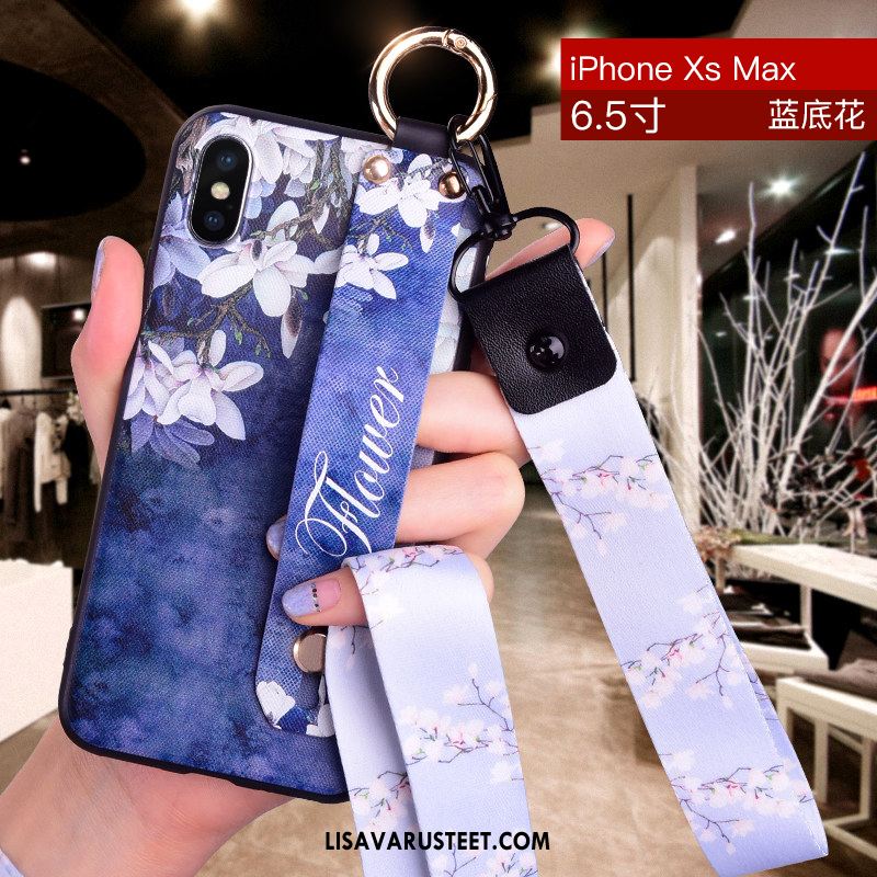 iPhone Xs Max Kuoret Silikoni Sininen Tide-brändi Kukka- Kuori Osta