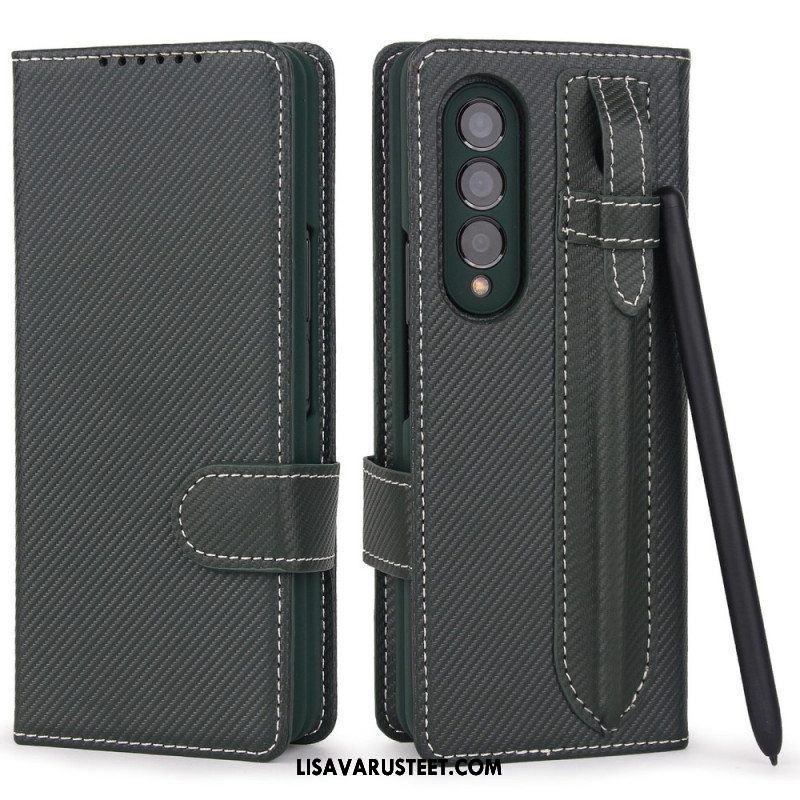 Case Nahkakotelo Samsung Galaxy Z Fold 3 5G Irrotettava Kynäpidike