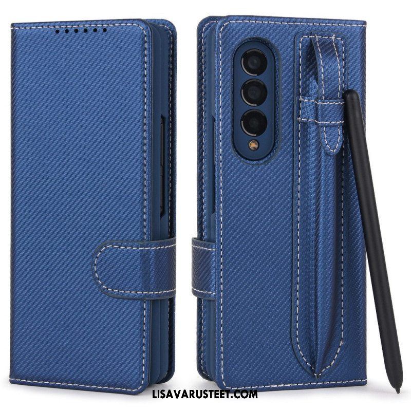 Case Nahkakotelo Samsung Galaxy Z Fold 3 5G Irrotettava Kynäpidike