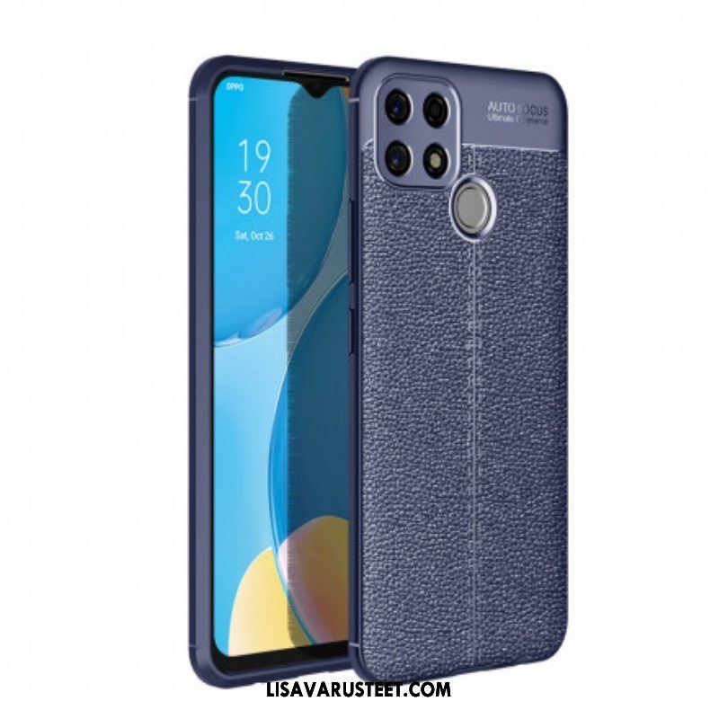 Case Oppo A15 Nahkaefekti Litsi Double Line