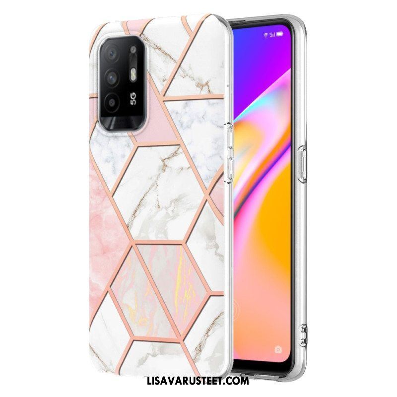 Case Oppo A94 5G Kiiltävä Geometrinen Marmori