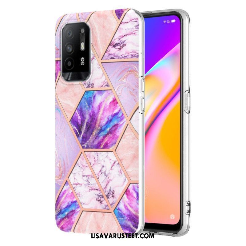 Case Oppo A94 5G Kiiltävä Geometrinen Marmori