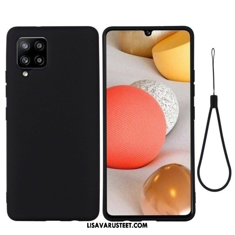 Case Samsung Galaxy A42 5G Nestemäinen Silikoni Kaulanauhalla