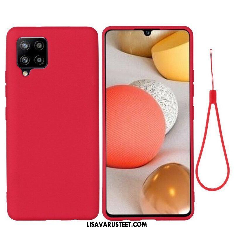 Case Samsung Galaxy A42 5G Nestemäinen Silikoni Kaulanauhalla