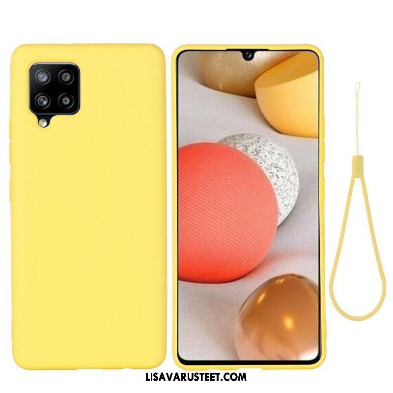 Case Samsung Galaxy A42 5G Nestemäinen Silikoni Kaulanauhalla