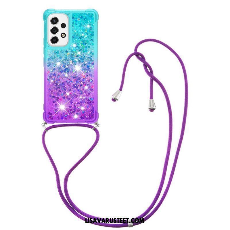 Case Samsung Galaxy A53 5G Kiristysnyörillä Glitter Silikoni Johto