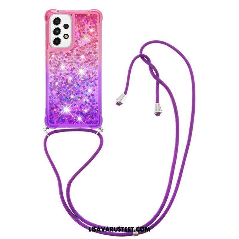 Case Samsung Galaxy A53 5G Kiristysnyörillä Glitter Silikoni Johto