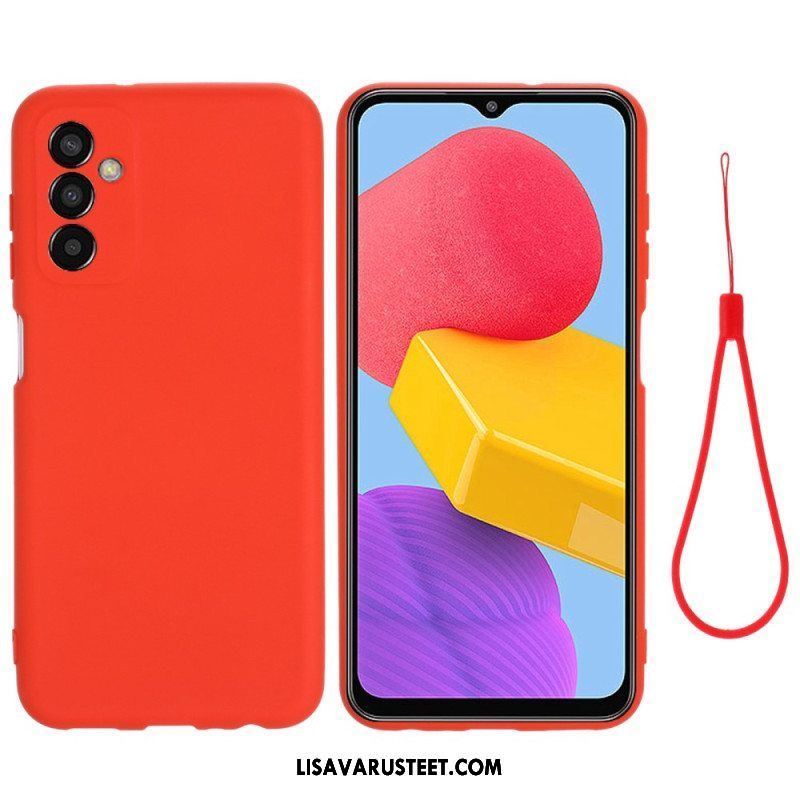 Case Samsung Galaxy M13 Nestemäinen Silikoni Kaulanauhalla