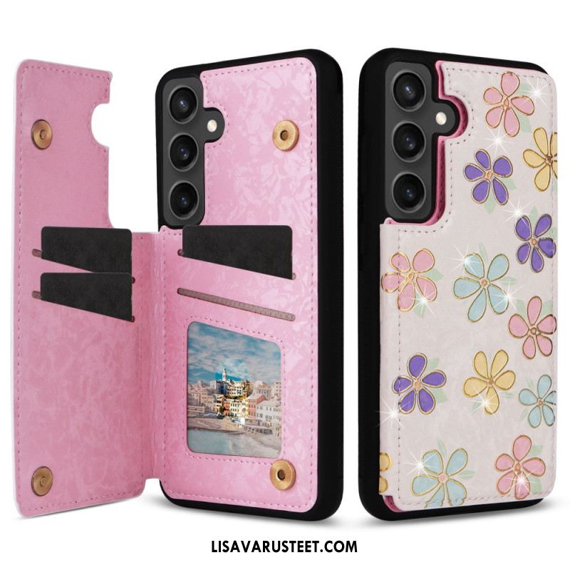 Case Samsung Galaxy S25 Fe Puhelinkuoret Kukkakuvioinen Korttikotelo
