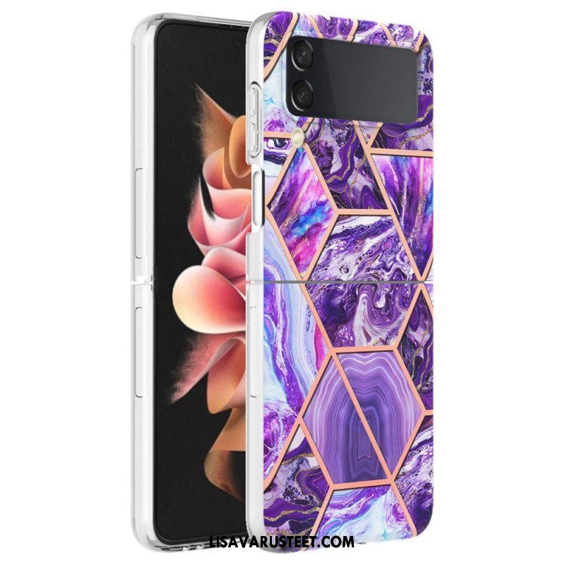 Case Samsung Galaxy Z Flip 4 Kotelot Flip Geometrinen Marmori