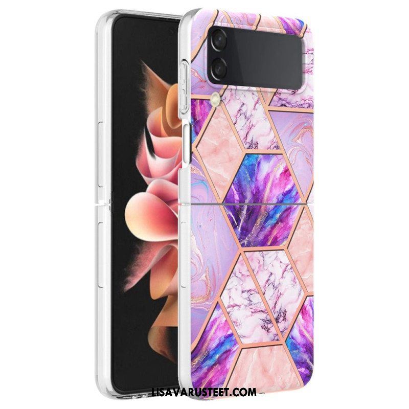 Case Samsung Galaxy Z Flip 4 Kotelot Flip Geometrinen Marmori