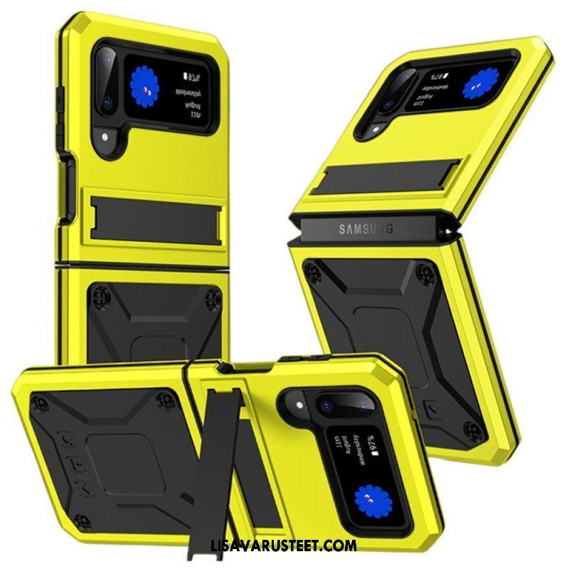 Case Samsung Galaxy Z Flip 4 Kotelot Flip Metalli- Ja Handsfree-tuki