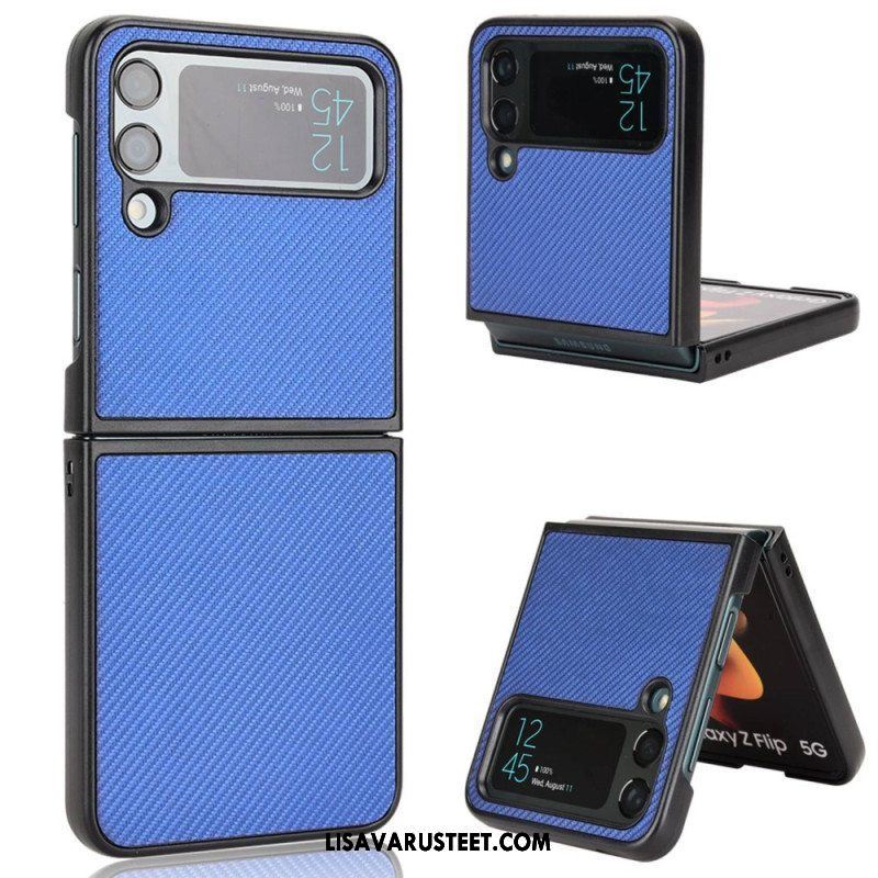 Case Samsung Galaxy Z Flip 4 Kotelot Flip Nahkavaikutteinen Hiilikuiturakenne