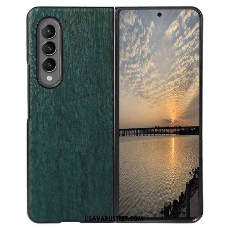 Case Samsung Galaxy Z Fold 4 Faux Leather Puun Rakenne