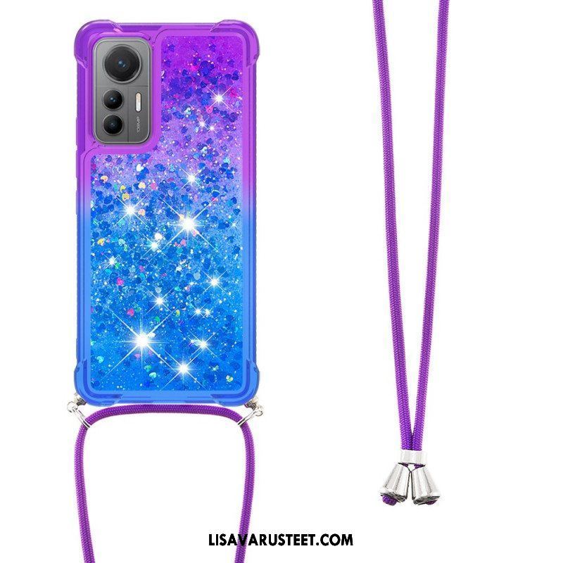 Case Xiaomi 12 Lite Kiristysnyörillä Glitter Silikoni Johto