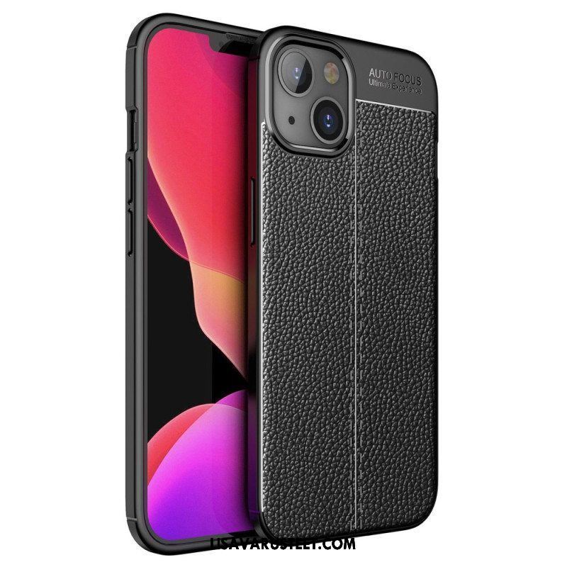 Case iPhone 14 Plus Kaksilinjainen Litsi-nahkaefekti