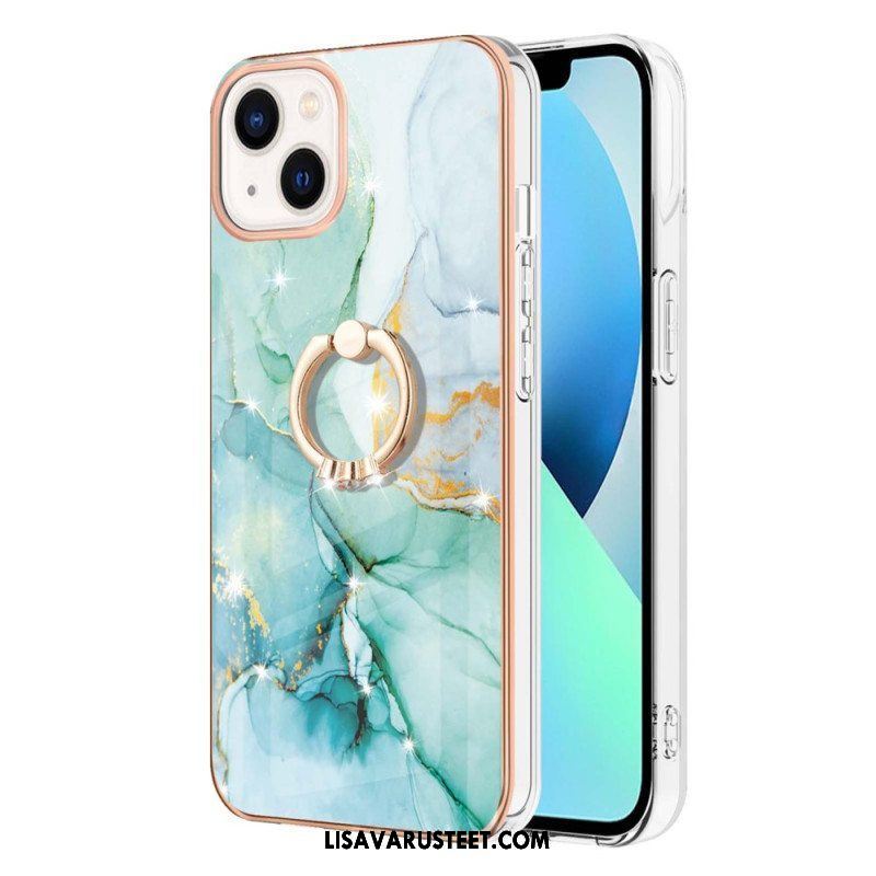 Case iPhone 15 Plus Marmori-tyyli Tukirenkaalla