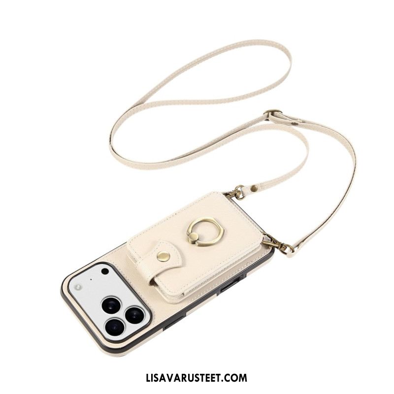 Case iPhone 17 Pro Max Puhelinkuoret Nahkakuvioinen Korttikotelo Ja Rannehihna