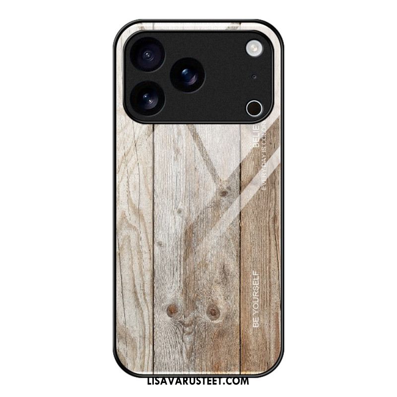 Case iPhone 17 Pro Max Puhelinkuoret Puuefektikarkaistu Lasi