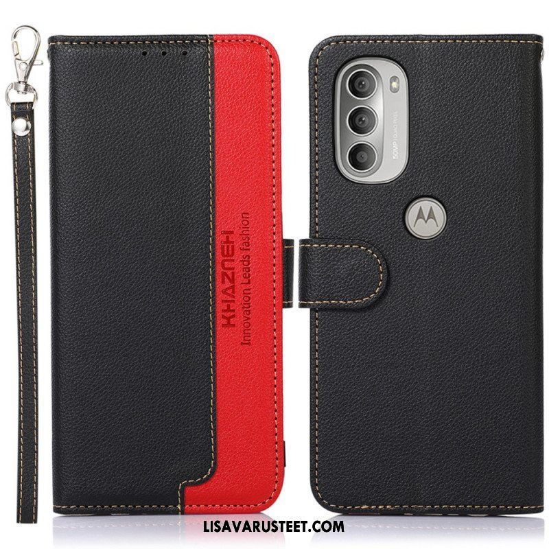 Flip Case Moto G51 5G Litsi Style Rfid Khazneh