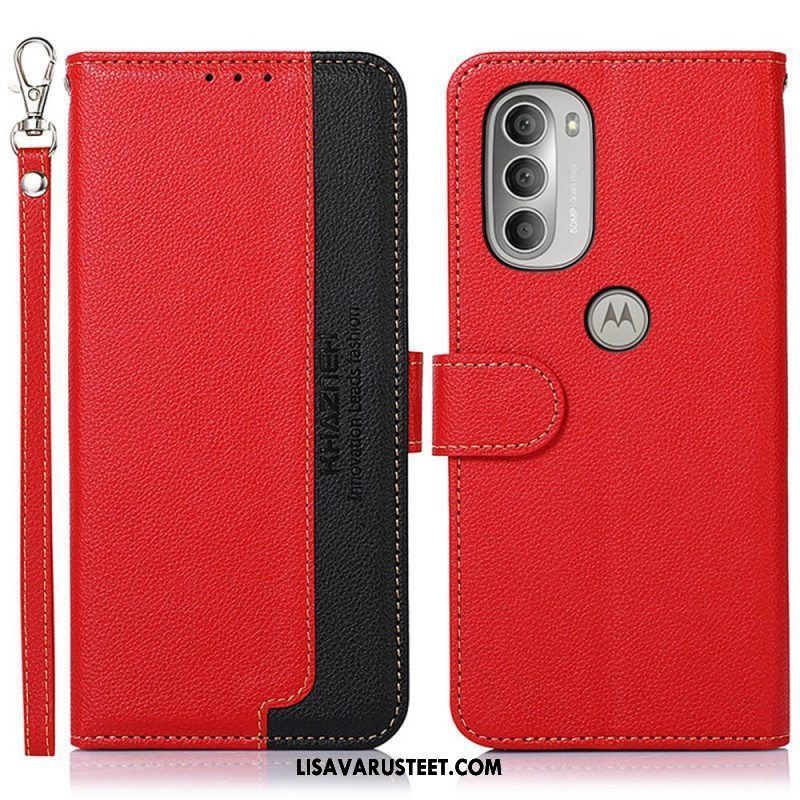 Flip Case Moto G51 5G Litsi Style Rfid Khazneh