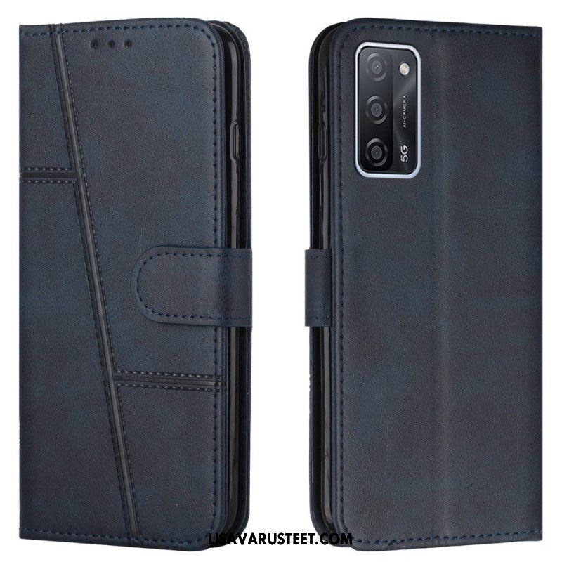 Flip Case Oppo A16 / A16s Suojaketju Kuori Strappy Geo Leather Effect