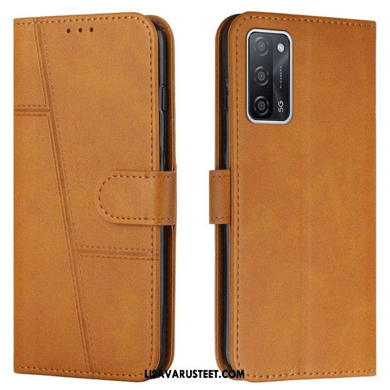 Flip Case Oppo A16 / A16s Suojaketju Kuori Strappy Geo Leather Effect