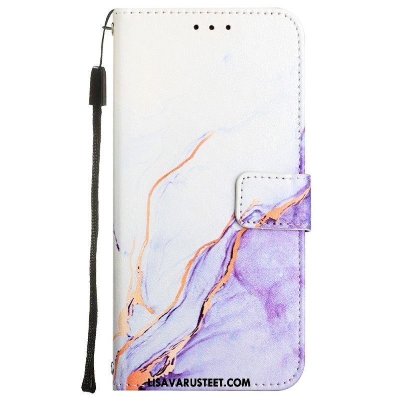 Flip Case Oppo A54 5G / A74 5G Marmori Kaulanauhalla