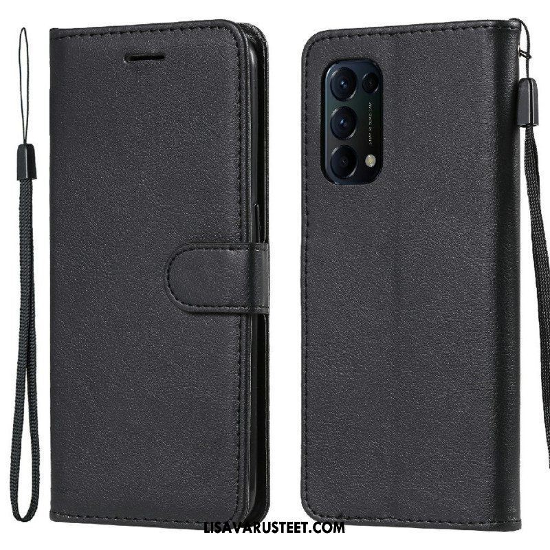 Flip Case Oppo Find X3 Lite Suojaketju Kuori Strappy Leather Effect