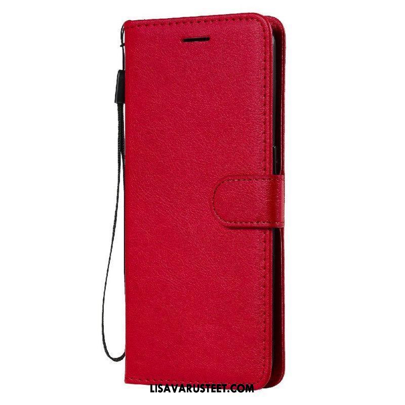 Flip Case Oppo Find X3 Lite Suojaketju Kuori Strappy Leather Effect