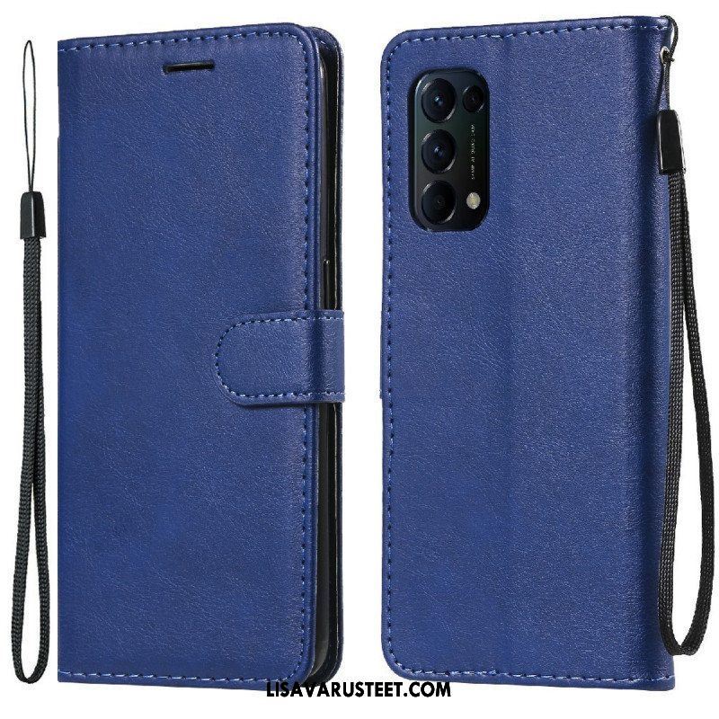 Flip Case Oppo Find X3 Lite Suojaketju Kuori Strappy Leather Effect