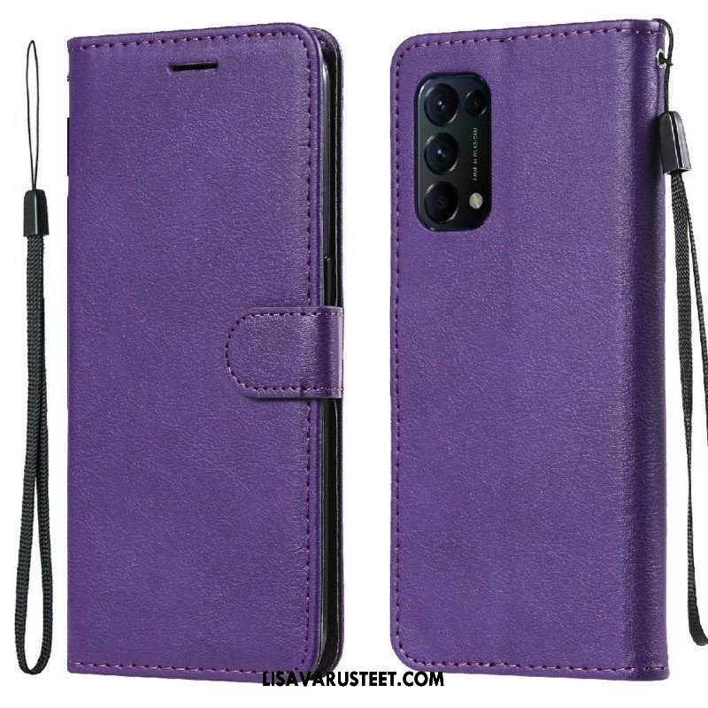 Flip Case Oppo Find X3 Lite Suojaketju Kuori Strappy Leather Effect