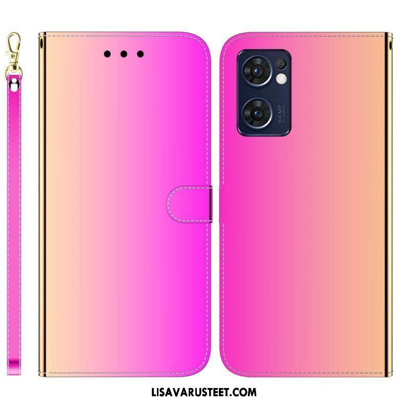 Flip Case Oppo Find X5 Lite Keinonahkainen Peilin Kansi