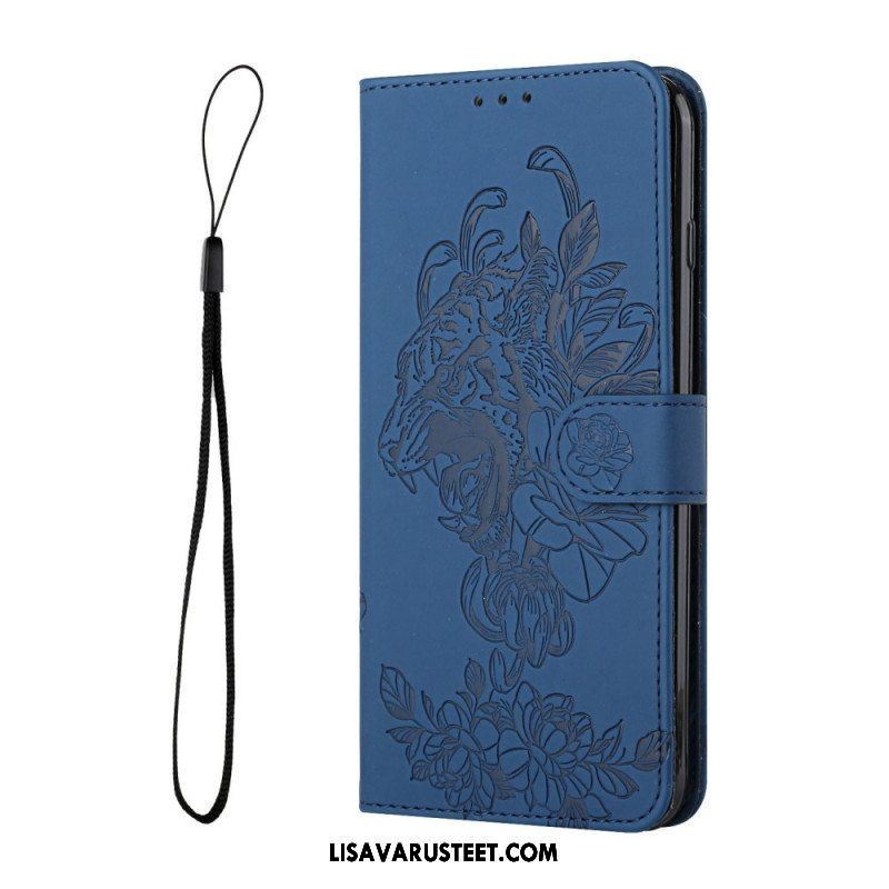 Flip Case Samsung Galaxy A13 5G / A04s Suojaketju Kuori Barokki Ranneke Tiger