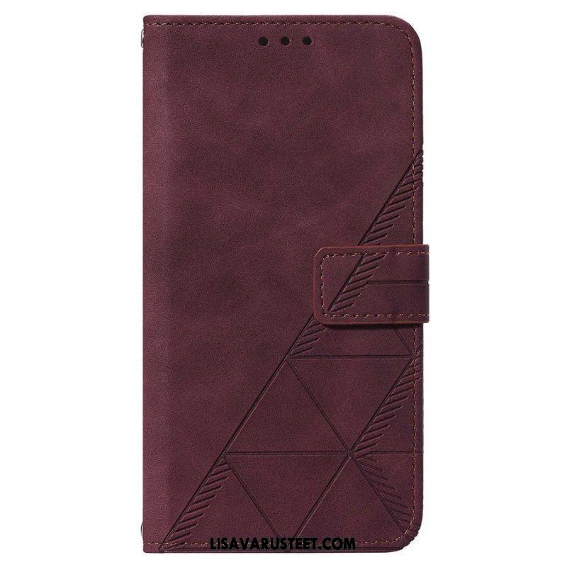 Flip Case Samsung Galaxy A14 / A14 5G Kolmiot Kaulanauhalla