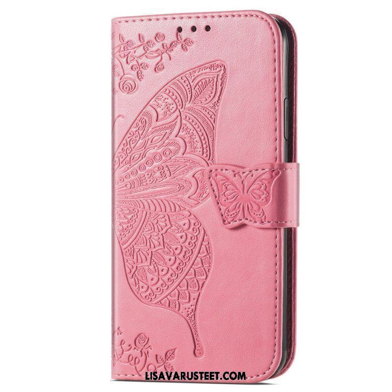 Flip Case Samsung Galaxy A54 5G Barokki Perhonen