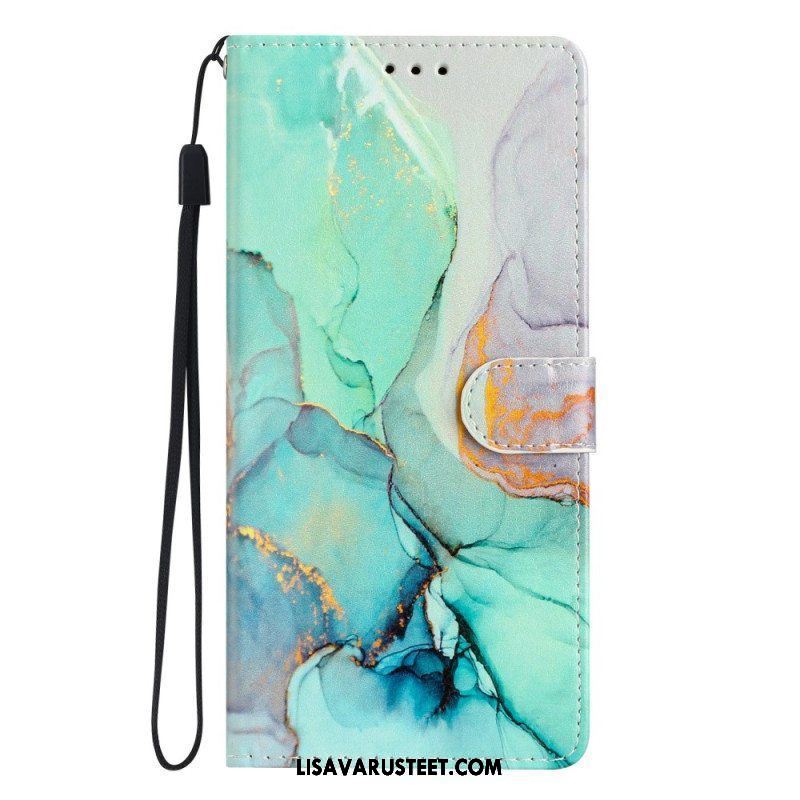 Flip Case Samsung Galaxy A54 5G Suojaketju Kuori Marmoroitu Hihna