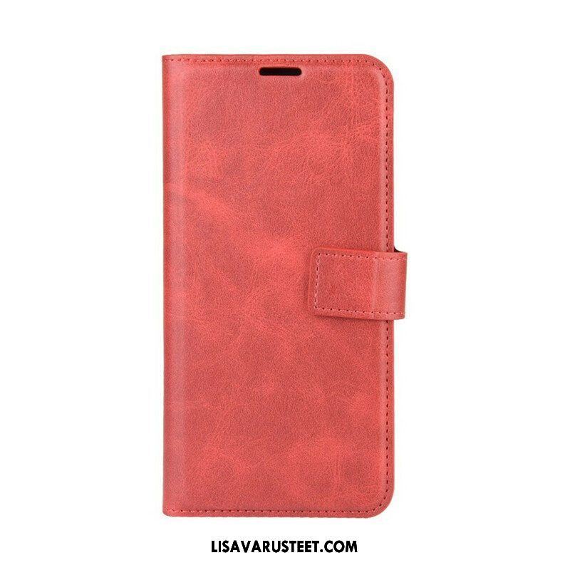 Flip Case Samsung Galaxy M12 / A12 Lasitettu Nahkaefekti