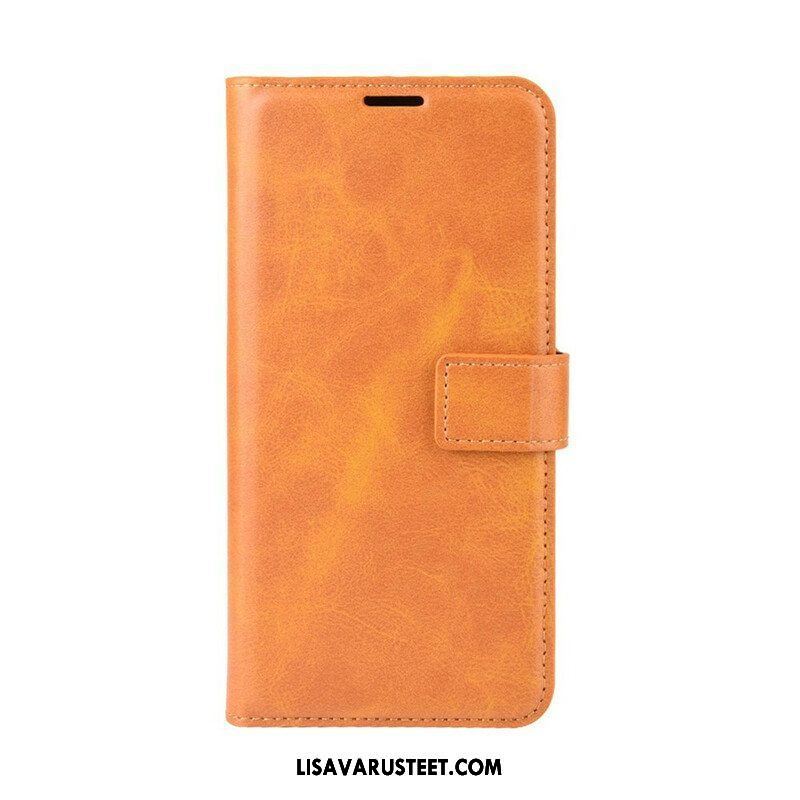 Flip Case Samsung Galaxy M12 / A12 Lasitettu Nahkaefekti