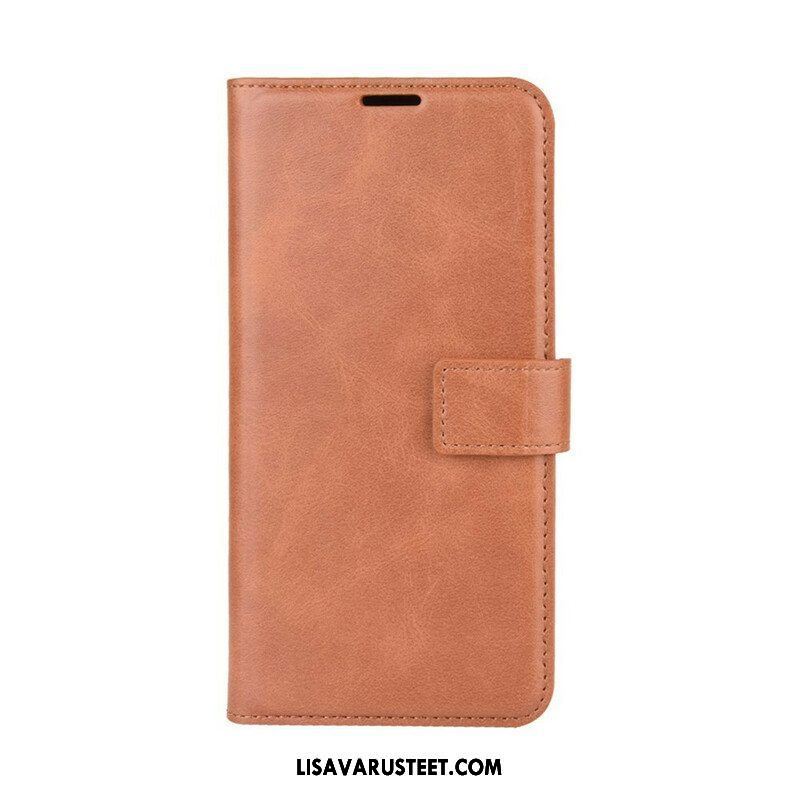 Flip Case Samsung Galaxy M12 / A12 Lasitettu Nahkaefekti