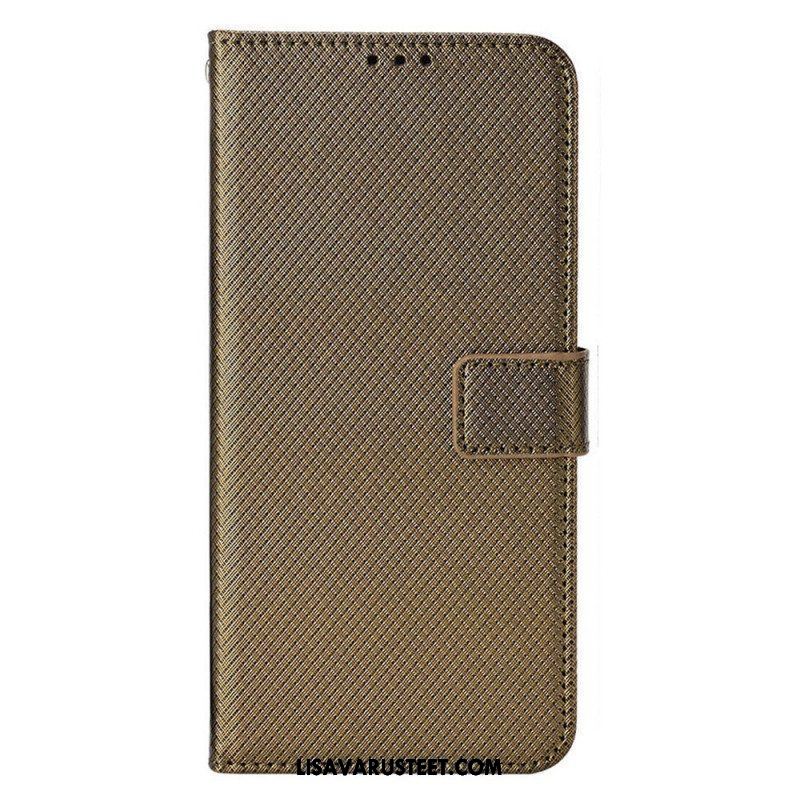 Flip Case Samsung Galaxy M23 5G Teksturoitu Kuvio Hihnalla