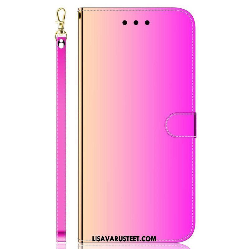 Flip Case Samsung Galaxy M53 5G Peili Ja Kaulanauha